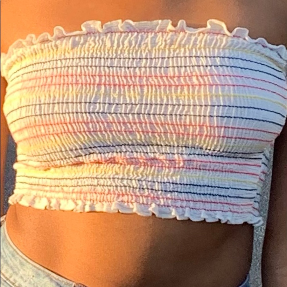 White Rainbow Tube Crop Top